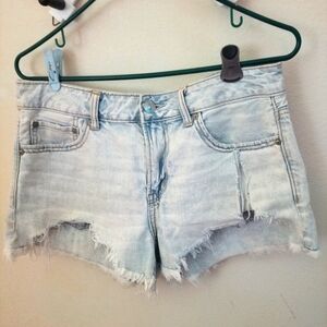 American Eagle Denim Frayed Hem Women Shorts Size 8